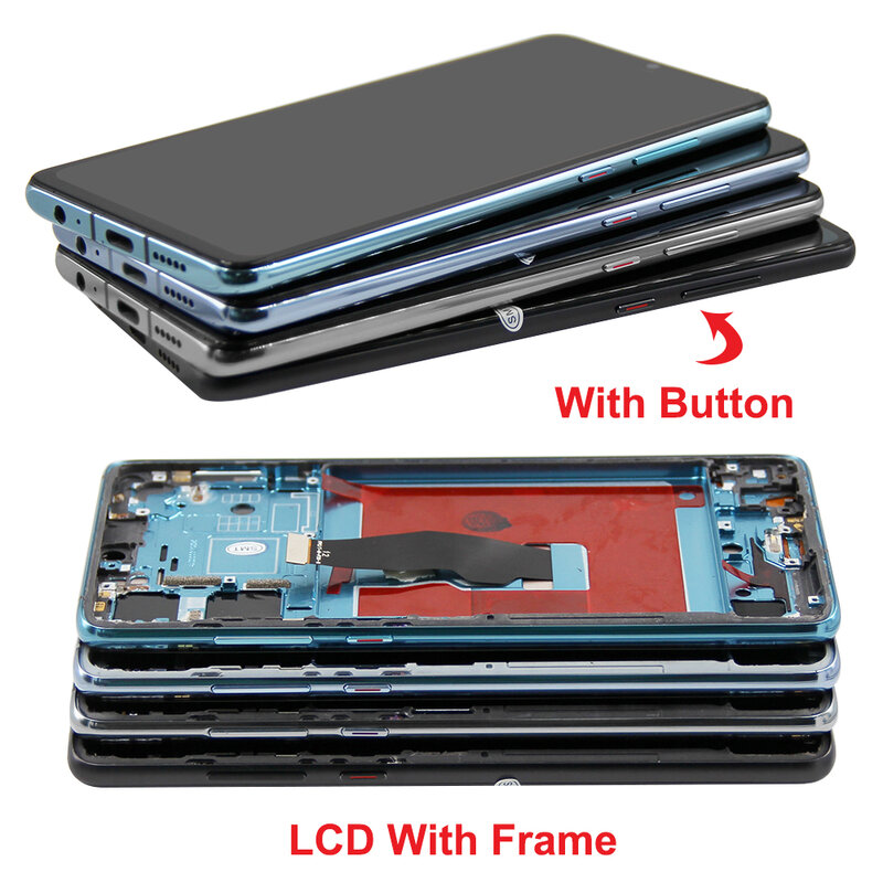 شاشة LCD شاشة تعمل باللمس مجموعة محول الأرقام مع بصمة الإصبع ، الأصلي ، هاتف ذكي P30 من نوع phuay P30 ، AL00 TL00
