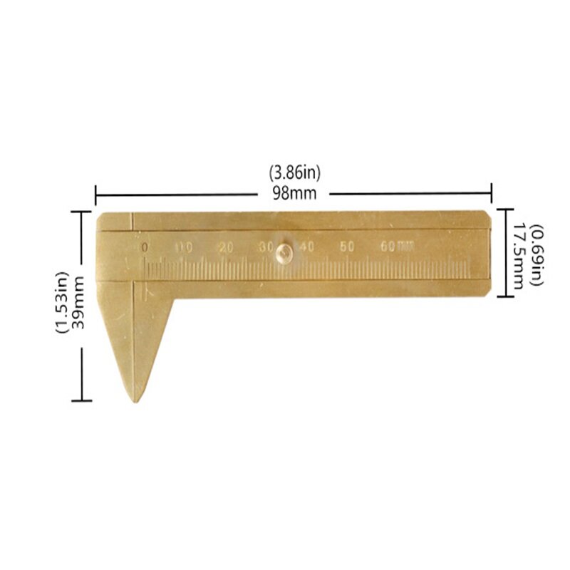 مقياس انزلاق صغير الورنية الفرجار ، النحاس النقي ، مسطرة قياس دائمة ، أدوات قياس ، 60 مللي متر ، 100 مللي متر