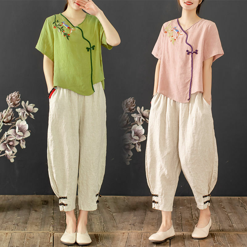 التقليدية الصينية الملابس التطريز زهرة مطرزة قمصان البلوزات للنساء الصين نمط الصينية الملابس النسائية زي
