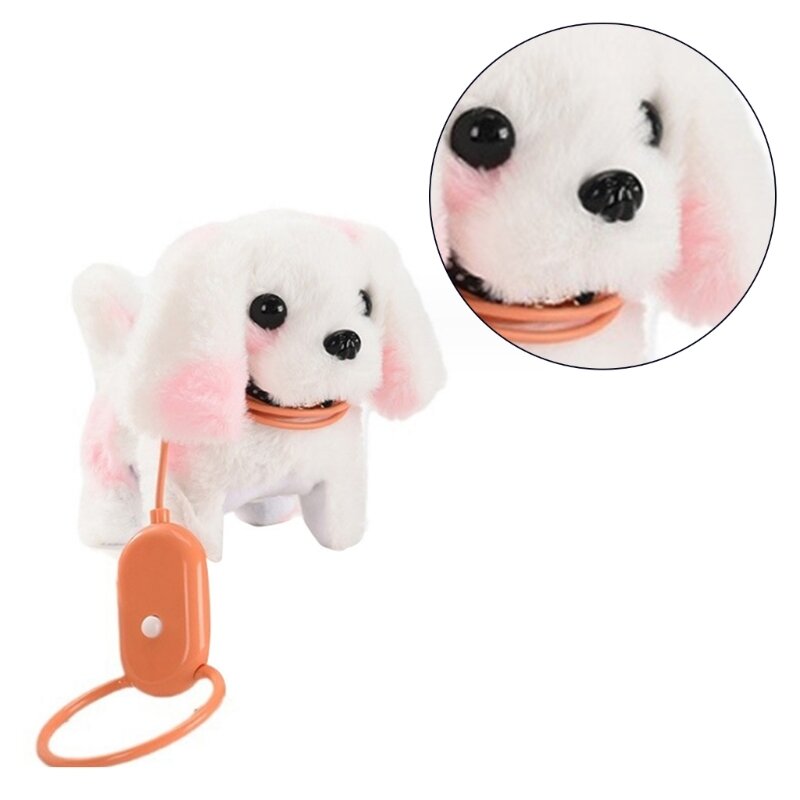 لعبة الكلب النباح الكهربائية التفاعلية للمشي مع مقود للأطفال، لعبة جرو من القطيفة