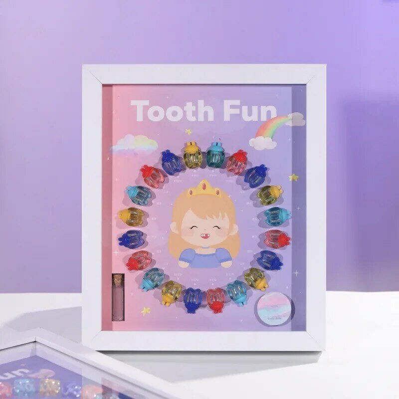 إطار صور بلاستيكي خشبي لأسنان الأطفال ، منزل أسنان كريستال شفاف ، صندوق تخزين للفتيان والفتيات ، بيع بالجملة
