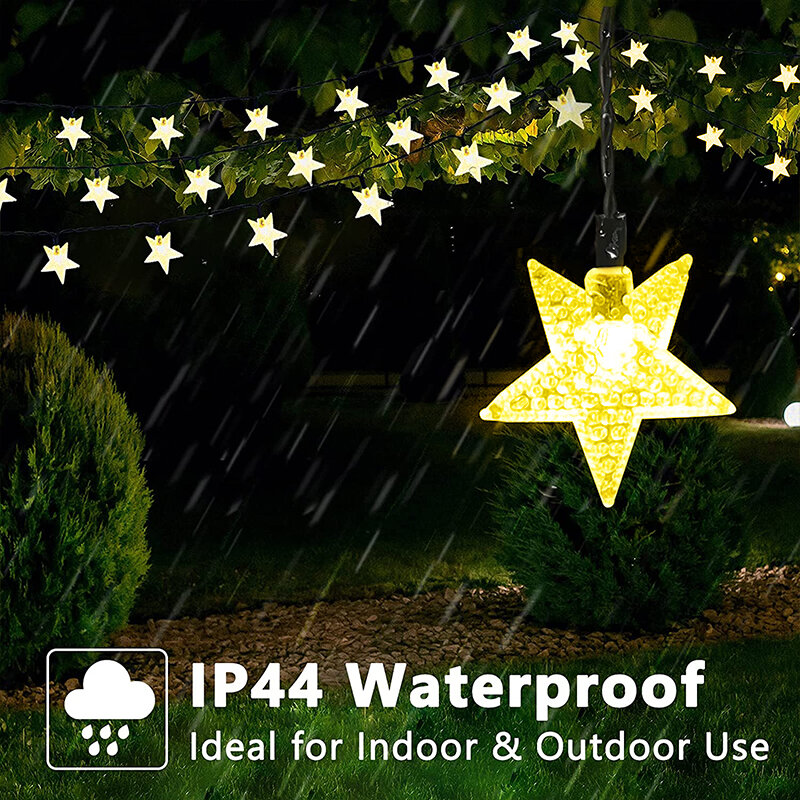 الشمسية ستار سلسلة أضواء في الهواء الطلق LED أضواء عيد الميلاد مقاوم للماء حديقة الطرف الديكور لعيد الميلاد الباحة شرفة الشارع ساحة