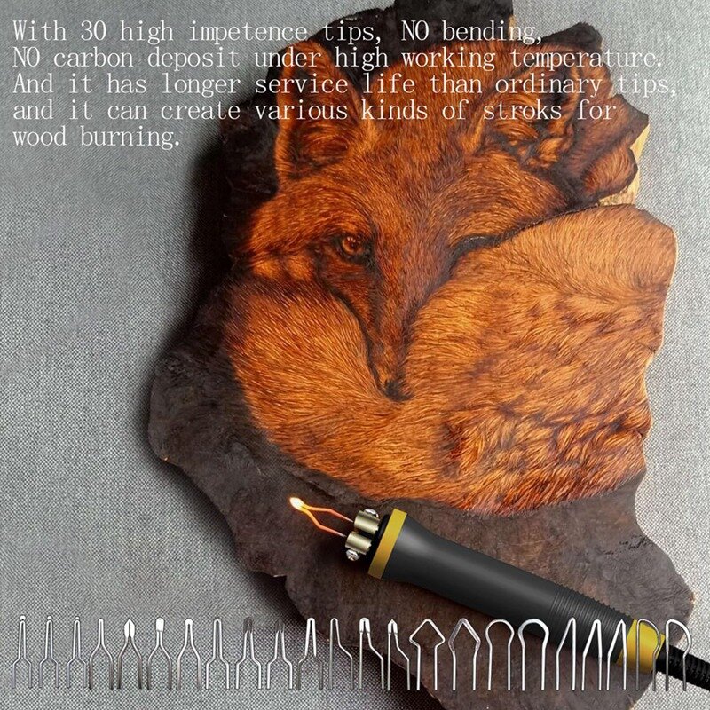مجموعة أدوات حرق الأخشاب بدرجة حرارة قابلة للتعديل ، رقميًا ، قابس لنا