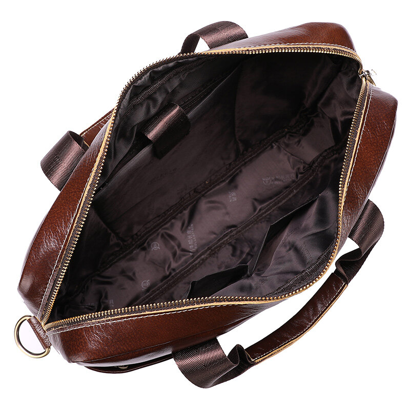 بولكابشن حقيبة جلد كلاسيكية للرجال للمحامين 14 بوصة حقيبة يد للابتوب حقيبة يد كبيرة من نوع ايباد للرجال حقيبة ساعي البريد براون