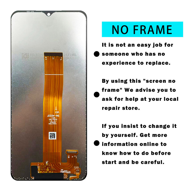 6.5 "الأصلي LCD لسامسونج غالاكسي A02 A022 A022M شاشة تعمل باللمس محول الأرقام لاستبدال سامسونج A022G A022F SM-A022F