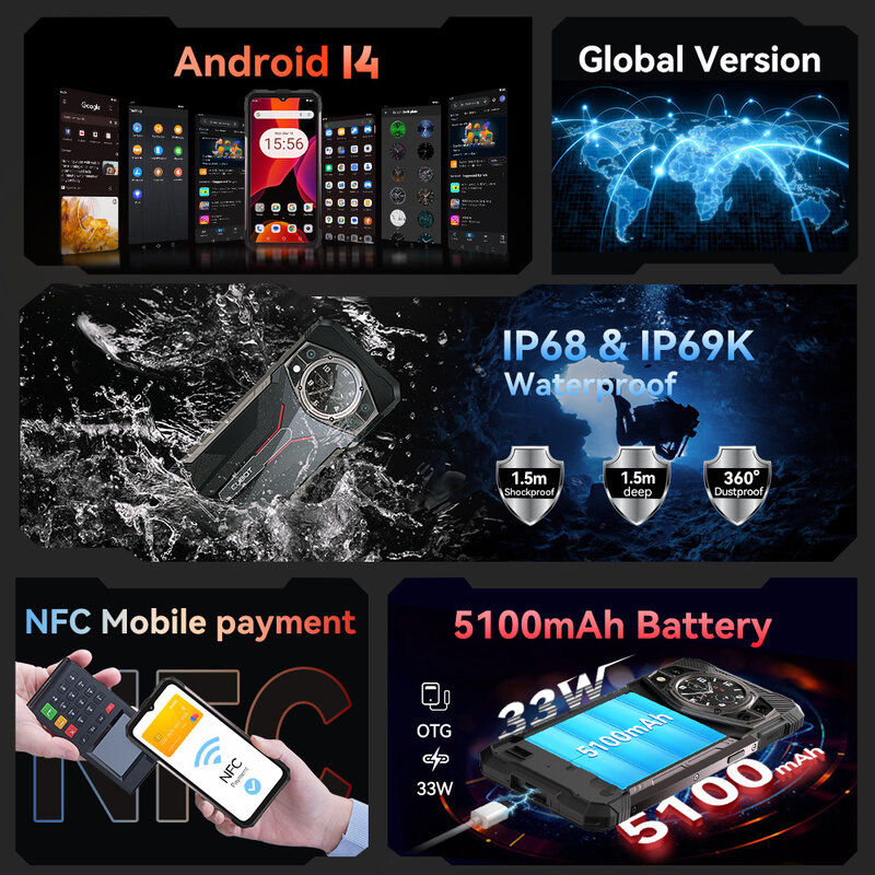 هاتف ذكي Cubot-kingax ، أندرويد 14 ، Helio G99 ، 24 جيجابايت رام ، 12 + 12 ، 47 جيجابايت روم متين ، شاشة Hz ، 100 ميجا بكسل ، NFC ، العرض الأول العالمي