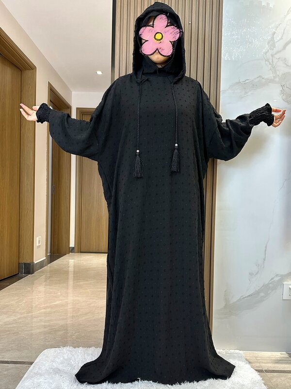 قماش قطن صلب فساتين إسلامية للنساء ، قفطان رمضان ، عباية ، دبي ، تركيا ، الإسلام ، ملابس صلاة ، جديد ، قبعتان