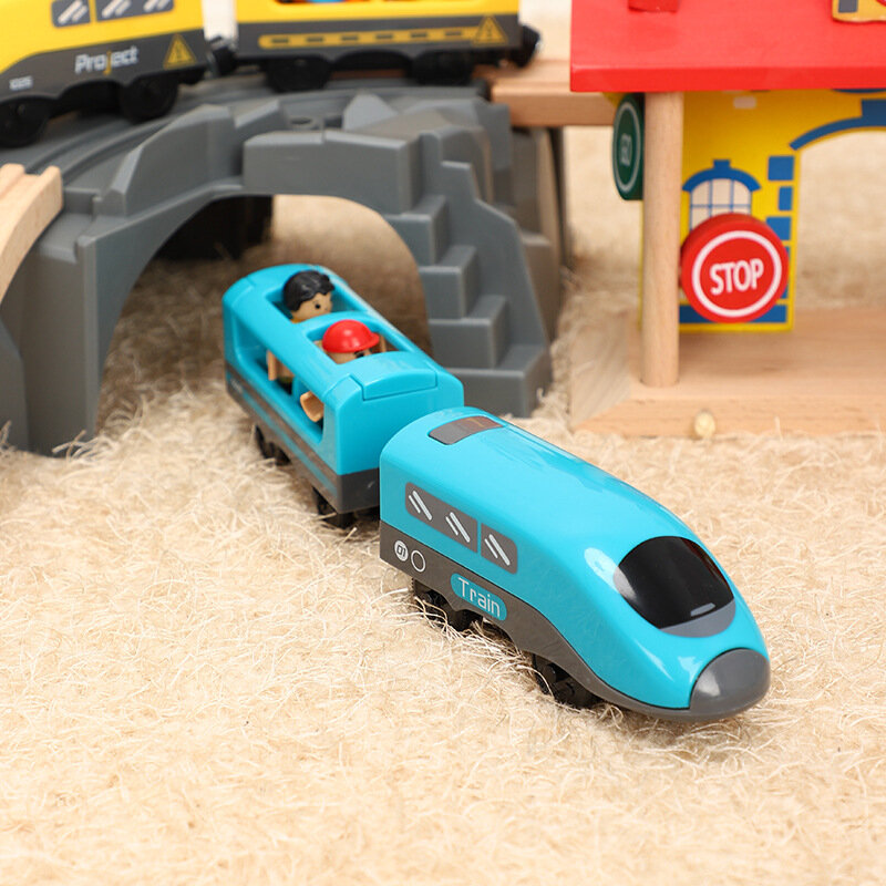 الكهربائية ألعاب قطار سكة حديدية السيارة الصوت قاطرة المغناطيسي النقل صالح لجميع الماركات خشبية لعب أطفال-مسار سيارات للأطفال