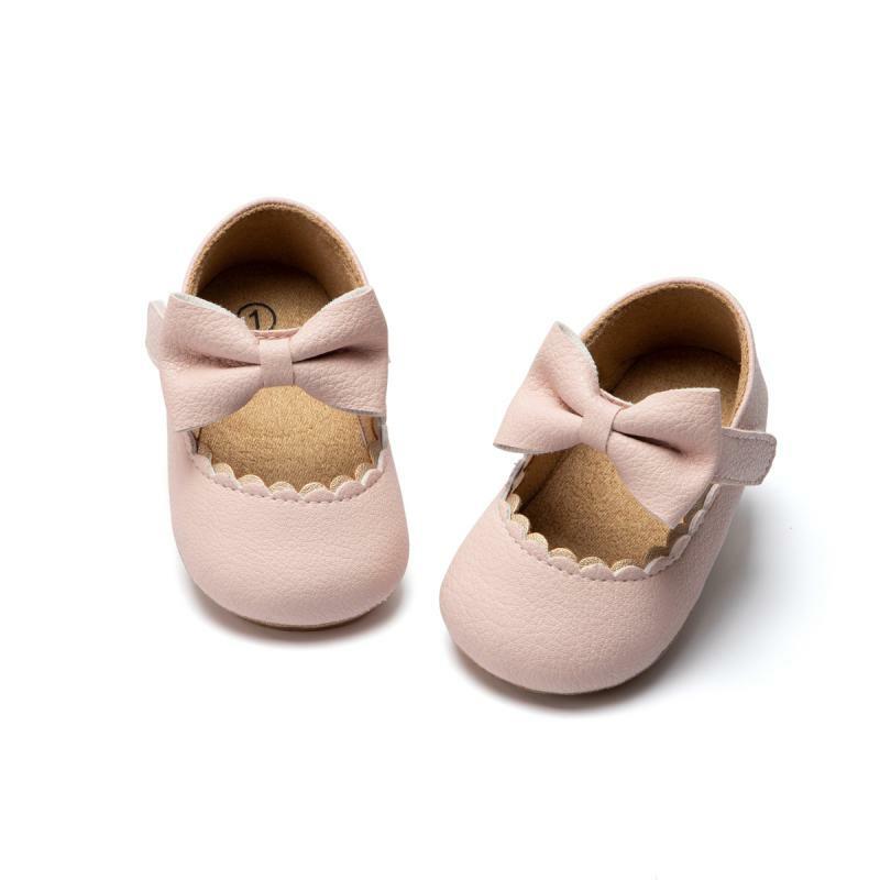KIDSUN الطفل الأميرة أحذية الرضع القوس حذاء للحديقة تنوعا عدم الانزلاق المطاط لينة وحيد شقة بولي PU الأولى ووكر الوليد مانور نمط