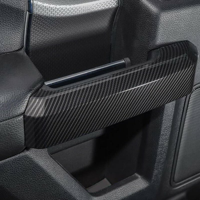 ألياف الكربون سيارة الداخلية مقبض الباب انتزاع ، أسود غطاء الديكور لفورد F150 ، 2015-2020 ، ABS ، 4 قطعة