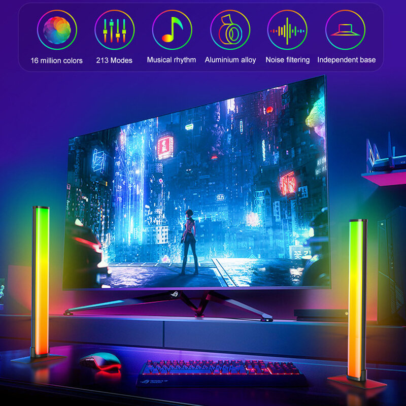 ضوء سطح المكتب الذكي RGB ، إيقاع الموسيقى ، مصباح التقاط المحيط ، سيمفونية ، التحكم في الصوت مع التطبيق ، التلفزيون ، الكمبيوتر ، سطح المكتب للألعاب