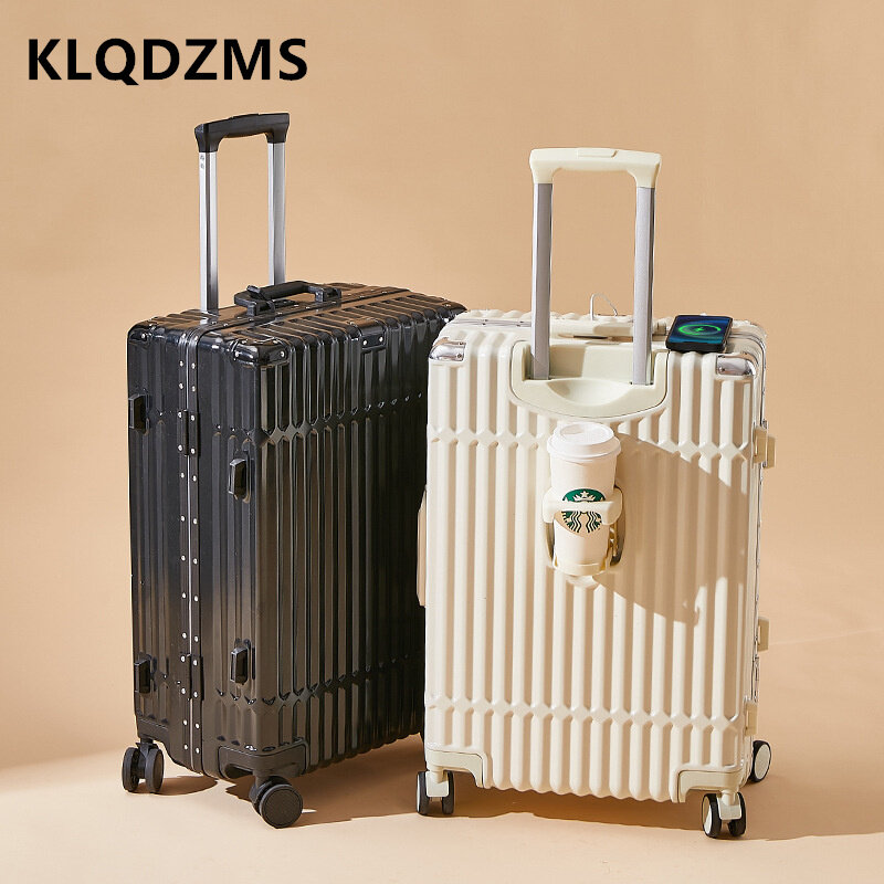 KLQDZMS 20 "22" 24 "26 بوصة عالية الجودة حقيبة سبائك الألومنيوم الإطار عربة حقيبة سعة كبيرة الصعود صندوق المتداول الأمتعة