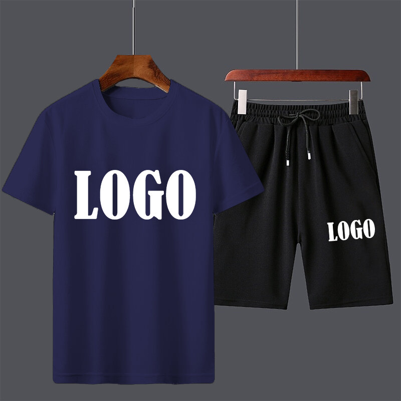 Customized Summer Trending Men Casual Suits Short Sleeve T-shirt+Shorts Sets Fashion Beach Two-piece Set