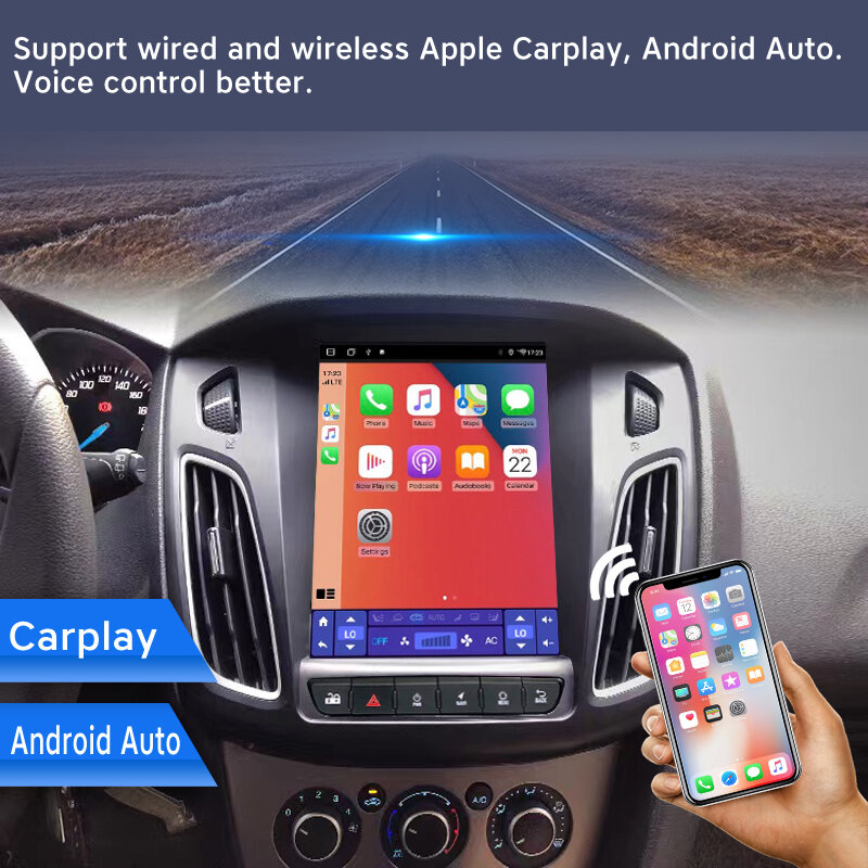 مشغل فيديو للسيارة يعمل بنظام الأندرويد لسيارات فورد فوكس MK3 راديو كاربلاي متعدد الوسائط شاشة تسلا ملاحة جي بي إس 4G واي فاي Mk 3 صالون 2012-2018