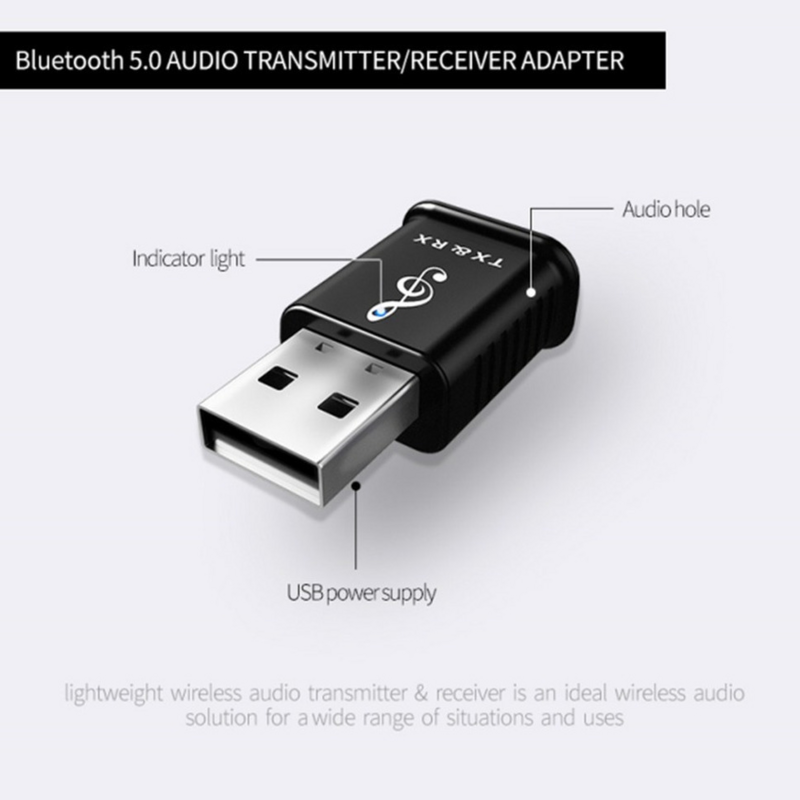 USB بلوتوث 5.0 استقبال الصوت الارسال 3.5 مللي متر AUX جاك 2 في 1 بلوتوث 5.0 محول دونغل للكمبيوتر التلفزيون مكبر صوت للسيارة سماعة
