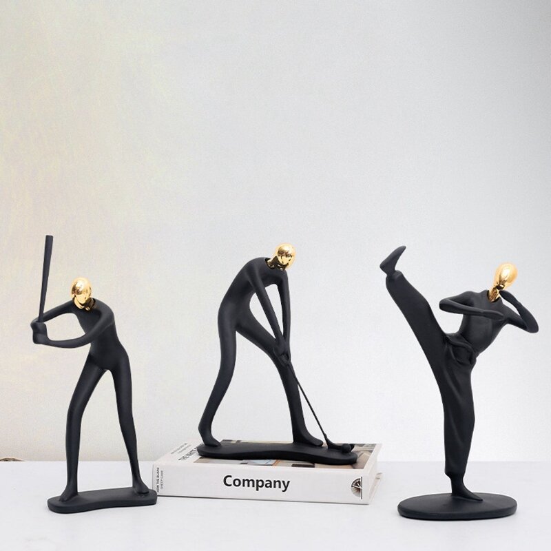 تمثال لاعب غولف من الراتنج بطلاء حديث للرجال ، ديكور رياضي ، ديكور خزانة ملابس للمنزل ، هدية مجوهرات حرفية