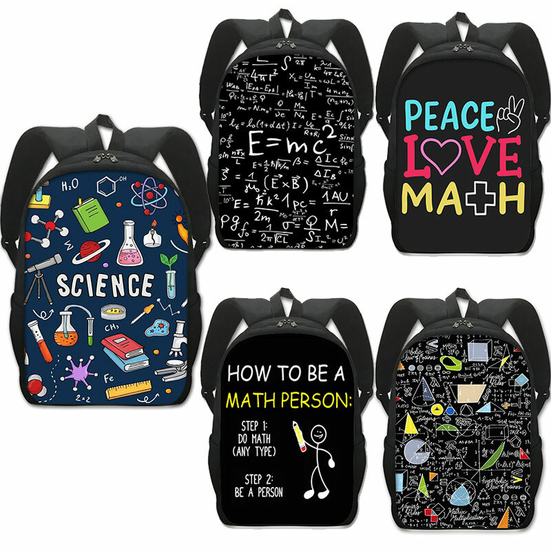 حقيبة ظهر مطبوعة رياضية علمية للمراهق ، حقيبة مدرسية للأولاد والبنات ، حقيبة يومية للفيزياء ، حقائب ظهر كيميائية ، هدية للأطفال