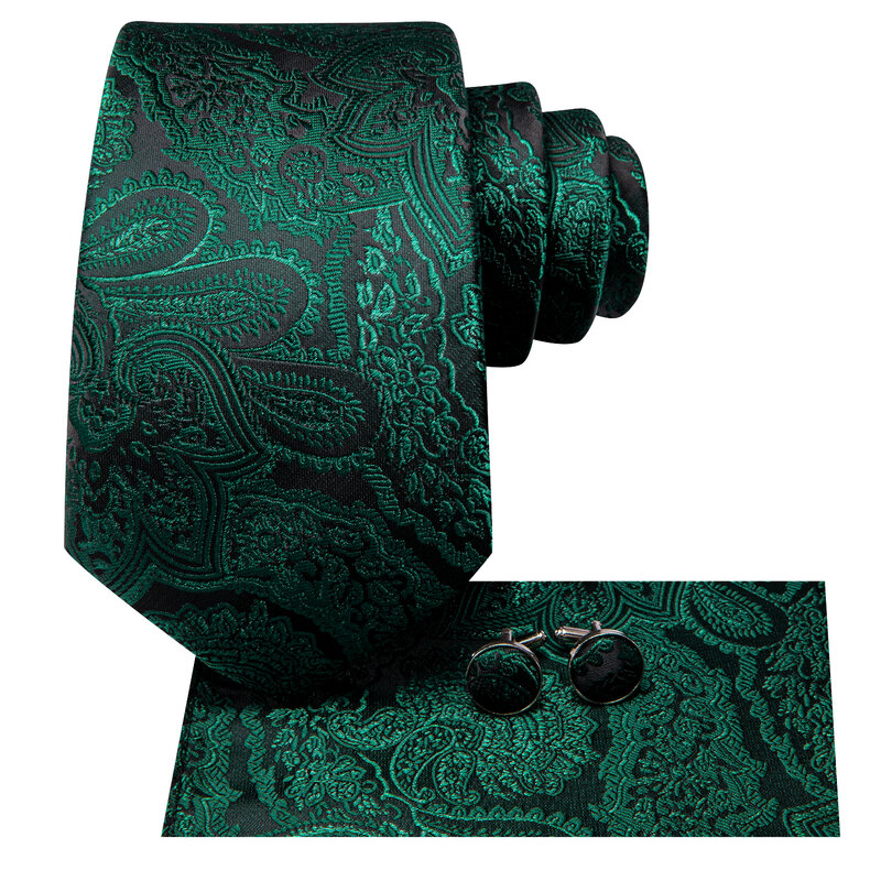 ربطة عنق من المصمم بيزلي ربطة عنق أنيقة سوداء وخضراء للرجال ، علامة تجارية على الموضة ، ربطة عنق لحفلات الزفاف ، أزرار أكمام يدوية ، تجارة الجملة
