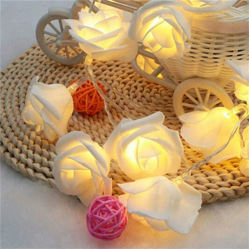 أضواء سلسلة زهرة الورد الفوم تعمل بالبطارية ، إكليل خرافي ، ضوء للمنزل ، غرفة النوم ، الزفاف ، عيد الحب