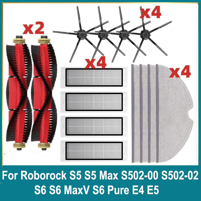 Hepa تصفية ممسحة ل Roborock S5 S502-00 S5 ماكس S6 S6 MaxV S6 النقي E4 E5 روبوت فراغ قطع الغيار الرئيسية الجانب فرشاة