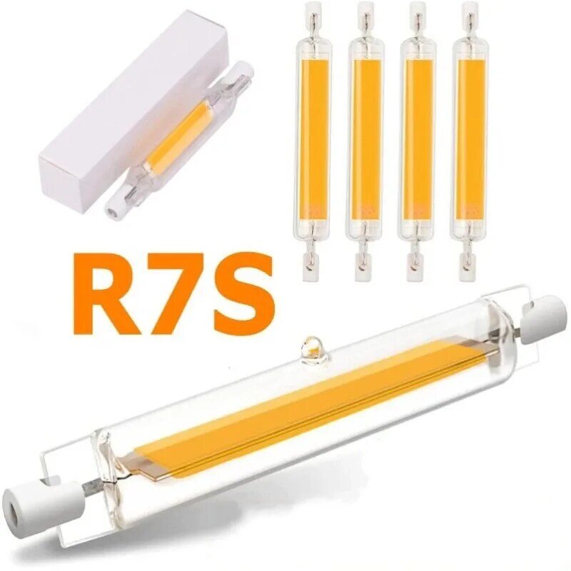 R7S LED COB زجاج أنبوب ضوء لمبة ، عالية الطاقة ، 78 مللي متر ، 118 مللي متر ، J78 ، J118 ، التيار المتناوب 110 فولت ، 220 فولت ، 230 فولت ، 240 فولت ، المنزل ، استبدال مصباح الهالوجين ، 1 قطعة ، 4 قطعة