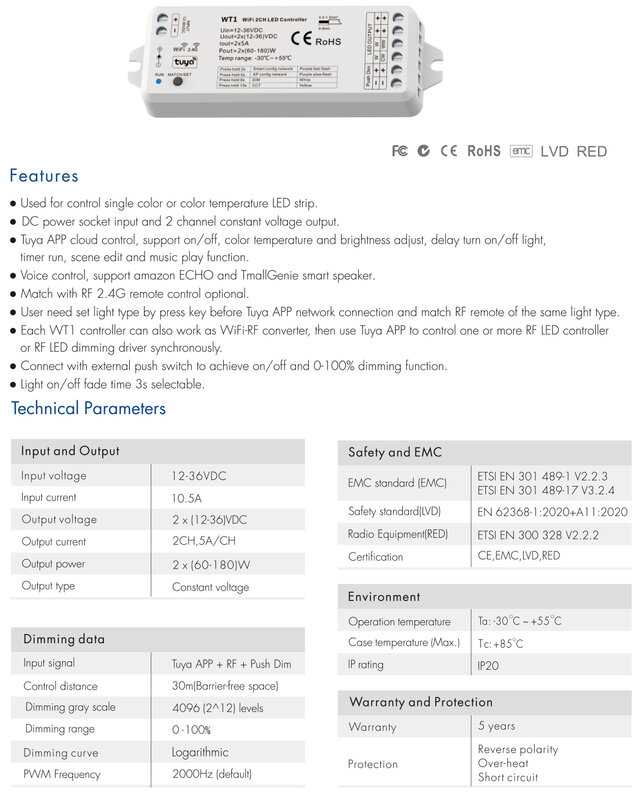 24 فولت CCT COB LED قطاع ضوء 3500K-6500K RA90 608LED/m LED بار 2.4G RF اللمس عن بعد الحياة الذكية اليكسا جوجل تويا واي فاي المراقب المالي