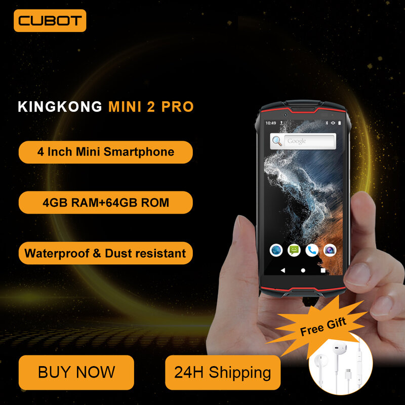 بدء البيع في 22 أغسطس ، Cubot KingKong MINI 2 Pro ، هاتف ذكي صغير مقاوم للماء 4 بوصة ، 4GB + 64GB (128GB ممتد) ، Dual SIM 4G ، 3000mAh ، كاميرا 13MP ، GPS ، Face ID ، العرض الأول في العالم ، قريباً