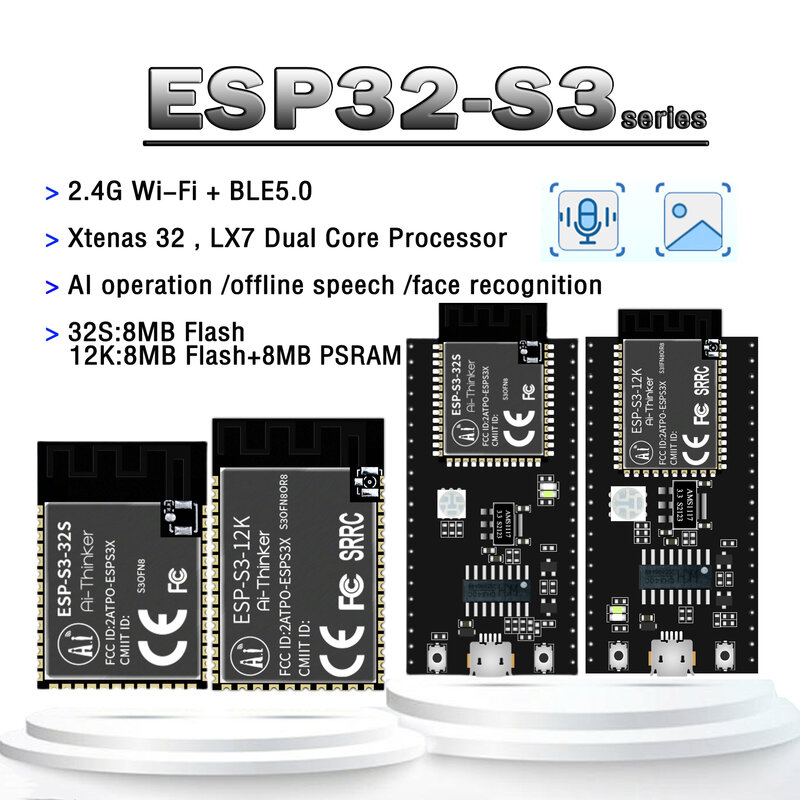 ESP32-S3 S3 ESP32-S3-32S ESP32S-S3-12K ESP32 واي فاي + BLE5.0 منتجات جديدة وحدة مجلس التنمية خطاب التعرف على الوجه NodeMCU