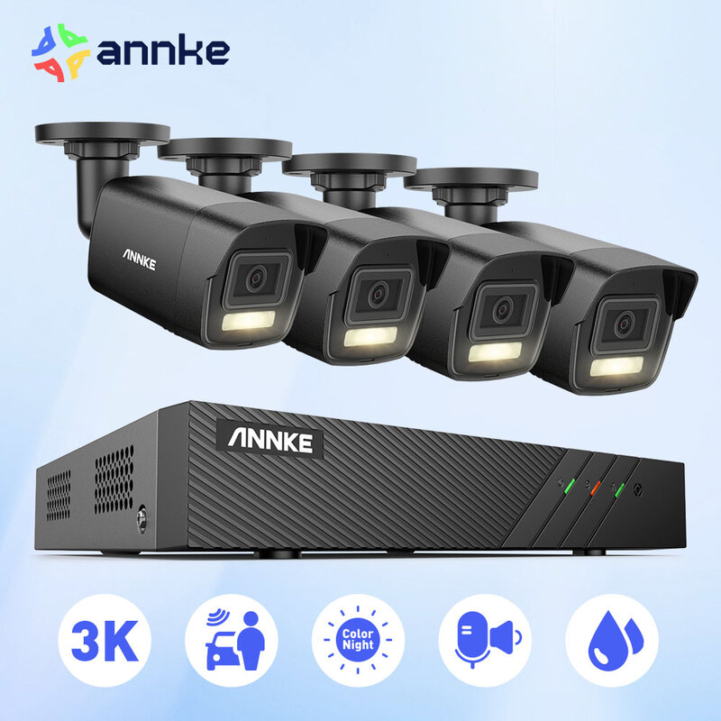نظام مراقبة فيديو HD POE ANNKE-Ultra ، كاميرات أمنية ، مسجل NVR ، مجموعة CCTV ، أضواء مزدوجة ذكية ، كاميرا IP ، 3K ، 8CH ، 6MP ، 5MP