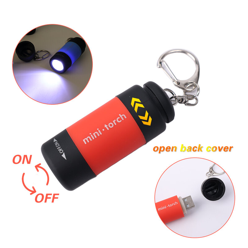 LED سلسلة المفاتيح ضوء جيب الطوارئ مصباح يدوي صغير USB قابلة للشحن الشعلة مقاوم للماء سلسلة المفاتيح مصباح يدوي ضوء الطوارئ