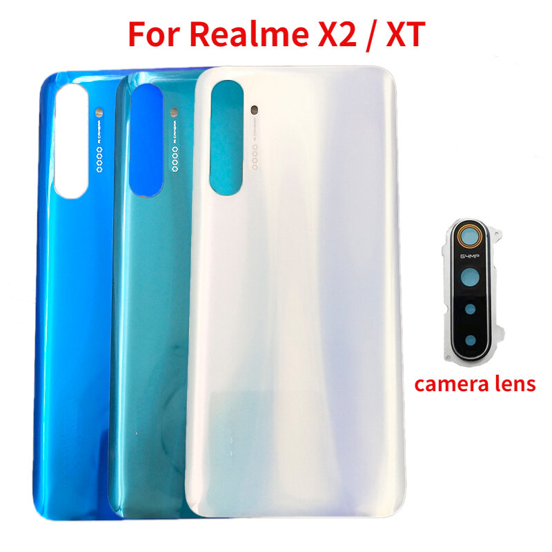 الزجاج الخلفي ل Realme ، غطاء البطارية ، الباب الخلفي ، الإسكان استبدال ، عدسة الكاميرا ، Realme X2 ، XT ، RMX1991 ، 1992 ، 1993 ، RMX1921