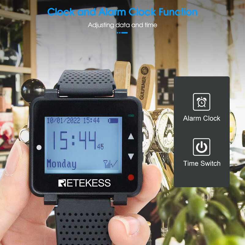 Retekess-جهاز استقبال ساعة لاسلكية للشيشة ، نظام استدعاء النادل ، نادل T128 ، معدات المطاعم ، مقهى بار ، نادي الفندق ، 433.92MHz