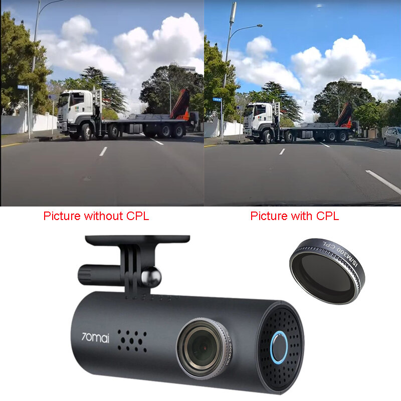 مرشح CPL التعميم الاستقطاب عدسة ترشيح غطاء ل 70mai 1s/m300 جهاز تسجيل فيديو رقمي للسيارات كاميرا ، ل 70mai 1s/m300 داش كام مرشح CPL 1 قطعة