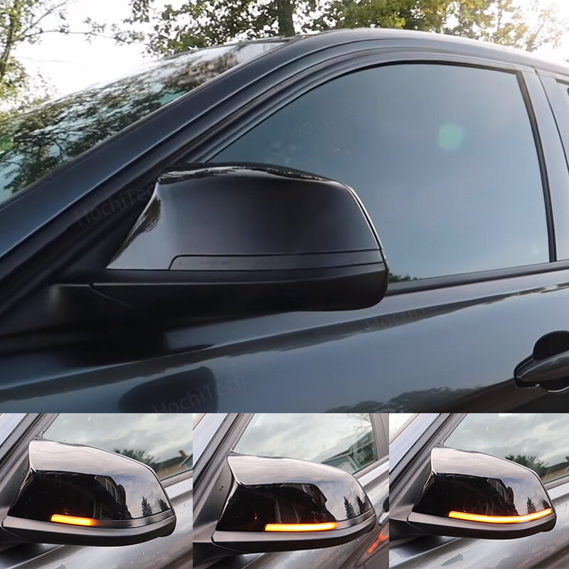 ل BMW 1 2 3 4 X1 M سلسلة F20 F30 F34 F36 E84 F87 i3 الديناميكي أسود مصباح إشارة الانعطاف LED متسلسل مرآة الرؤية الخلفية ضوء