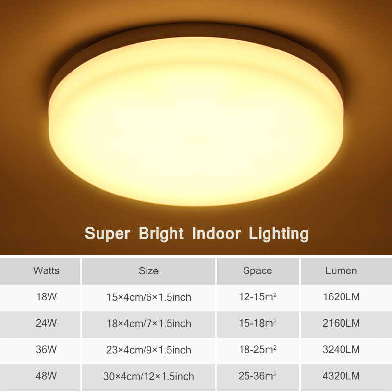 LED ضوء السقف 18 واط 24 واط 36 واط 48 واط ل إضاءة غرفة النوم تركيبات مصابيح مستديرة/لوحة إضاءة ليد مربعة لغرفة المعيشة المطبخ بهو