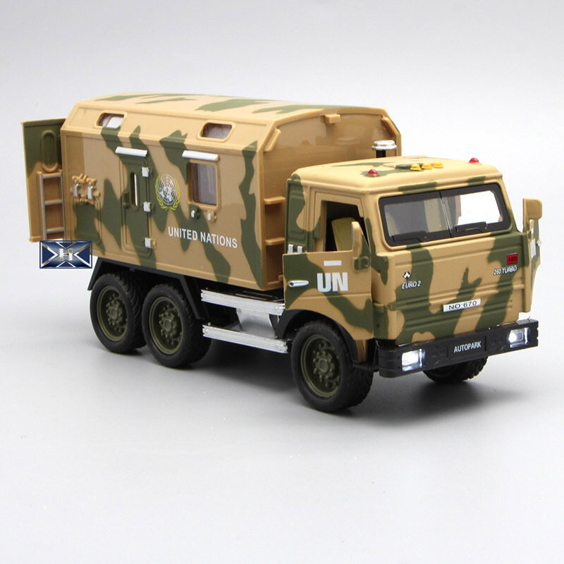 نموذج مركبة نقل عسكرية للأطفال ، نموذج معدني ، صوت ، إضاءة ، تأثيرات ، سيارة قابلة للسحب ، ألعاب أطفال ، زينة عائلية ، 1:32