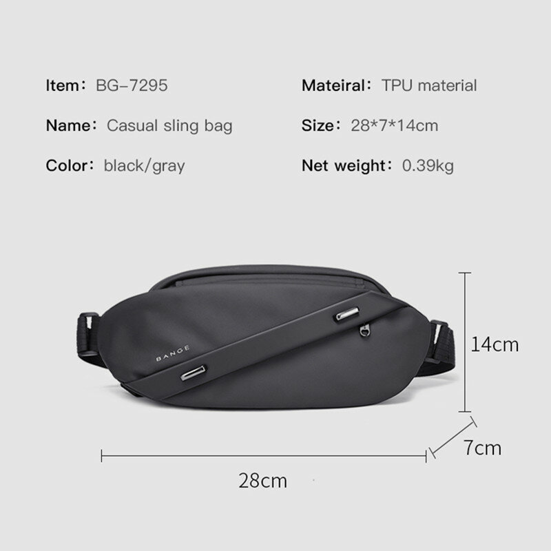 BANGE سعة كبيرة مقاوم للماء متعددة الوظائف حقيبة كروسبودي حقيبة الكتف للرجال الذكور الرافعة أكياس الصدر لمطابقة حزام خصر