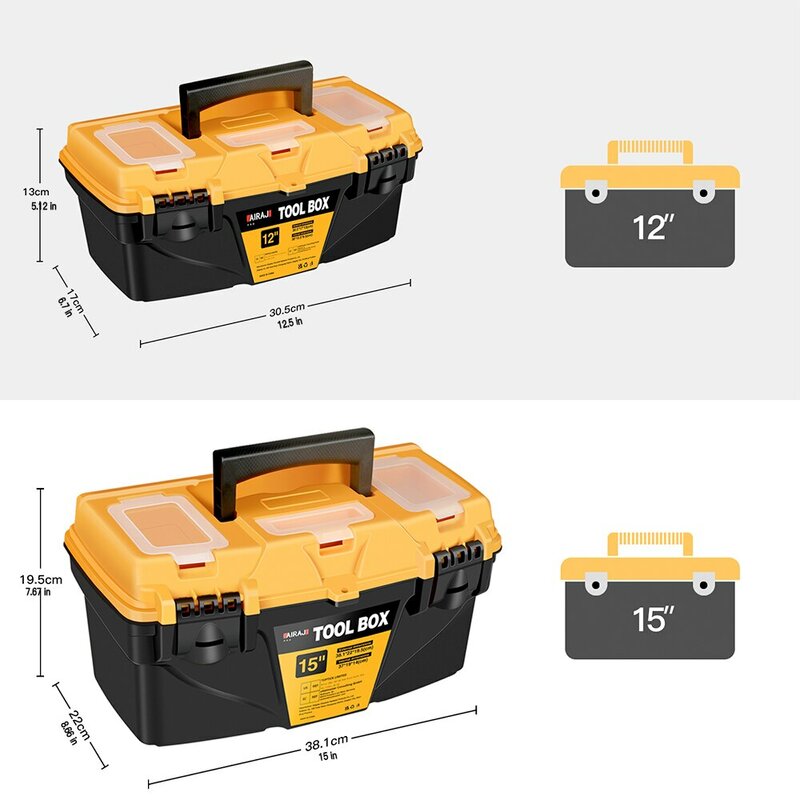 AIRAJ-Inch صندوق أدوات ، حقيبة بلاستيكية سميكة مركبة كهربائي نجار مثقاب كهربائي