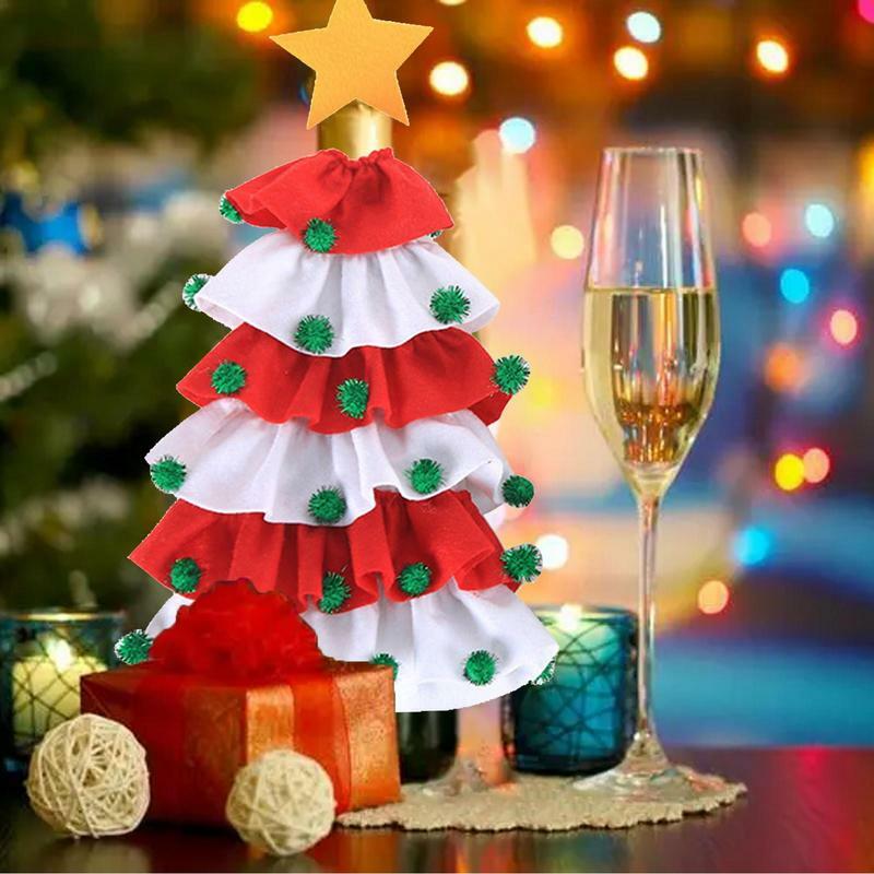 زجاجة شراب عيد الميلاد حقيبة شجرة عيد الميلاد شكل غطاء زجاجة النبيذ غطاء زجاجة النبيذ للحزب لوازم عشاء مأدبة زينة