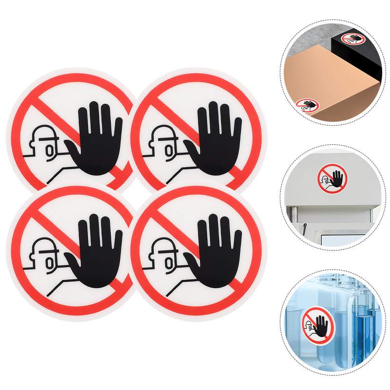 مجموعة من 4 علامات أمان من كلوريد البولي فينيل ، ملصقات لاصقة ، معدات تحذير ، لا تحتاج إلى أن تكون على الأظافر