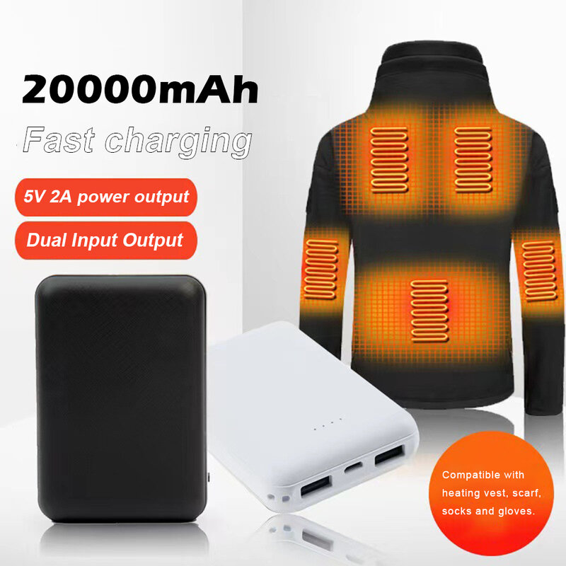 20000mAh بنك الطاقة المحمولة USB شاحن شحن سريع بطارية خارجية حزمة للتدفئة سترة سترة وشاح الجوارب قفاز المعدات