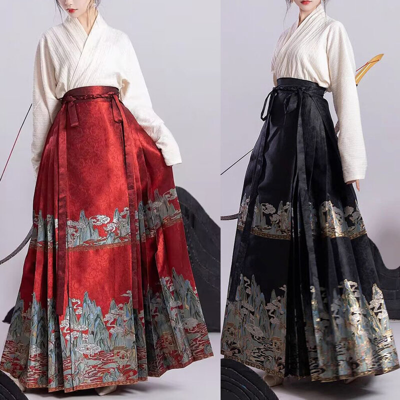 فستان بوليستر تقليدي عالمي ، تنورة بطول وجه الحصان ، حفلات المواعدة ، أحادية اللون ، على الطراز الصيني