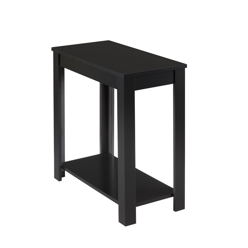 طاولة جانبية عصرية مع رف سفلي مفتوح ، سطح طاولة مسطحة من الخشب المصمت ، تشطيب أسود ، 1 *