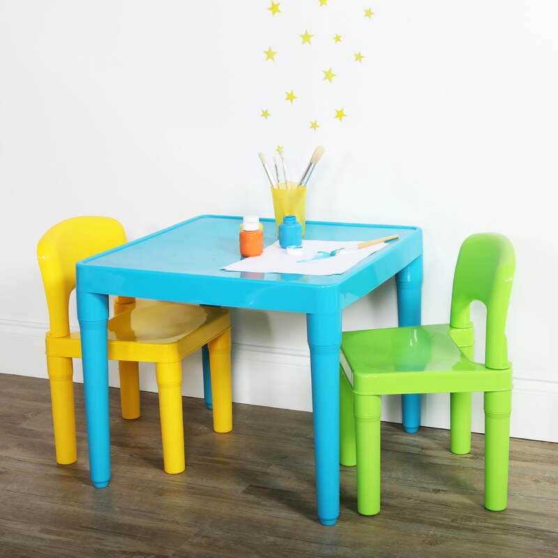 طاولة أكوا بلاستيكية خفيفة الوزن للأطفال حديثة ومجموعة 2 كراسي ، مربع