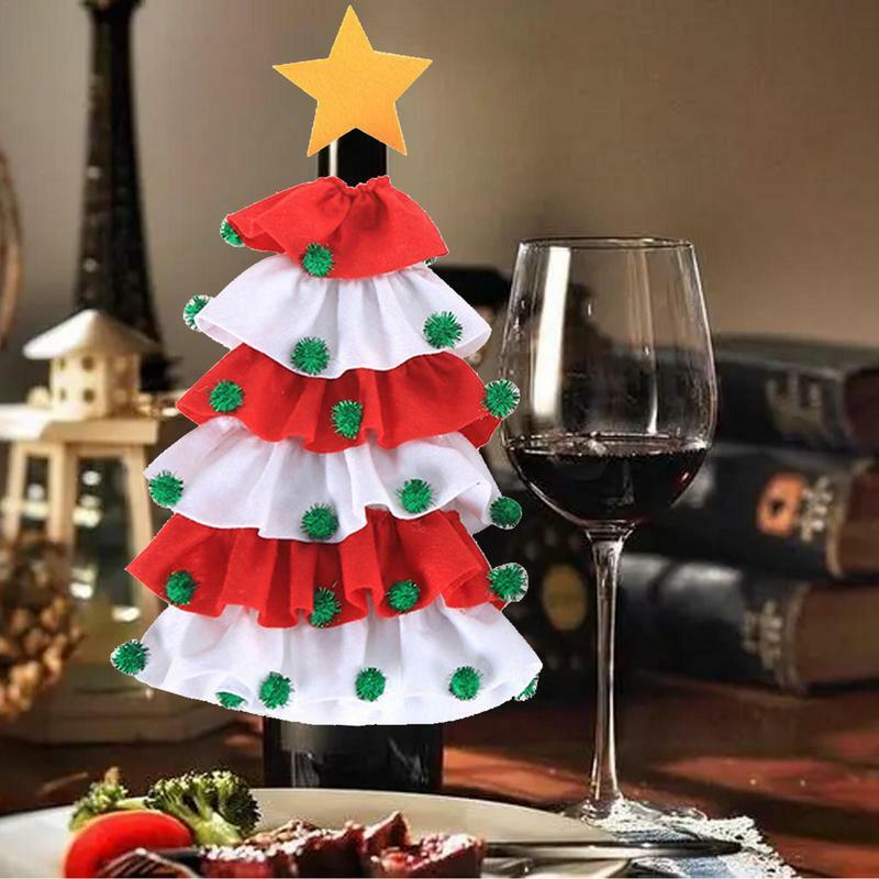 زجاجة شراب عيد الميلاد حقيبة شجرة عيد الميلاد شكل غطاء زجاجة النبيذ غطاء زجاجة النبيذ للحزب لوازم عشاء مأدبة زينة