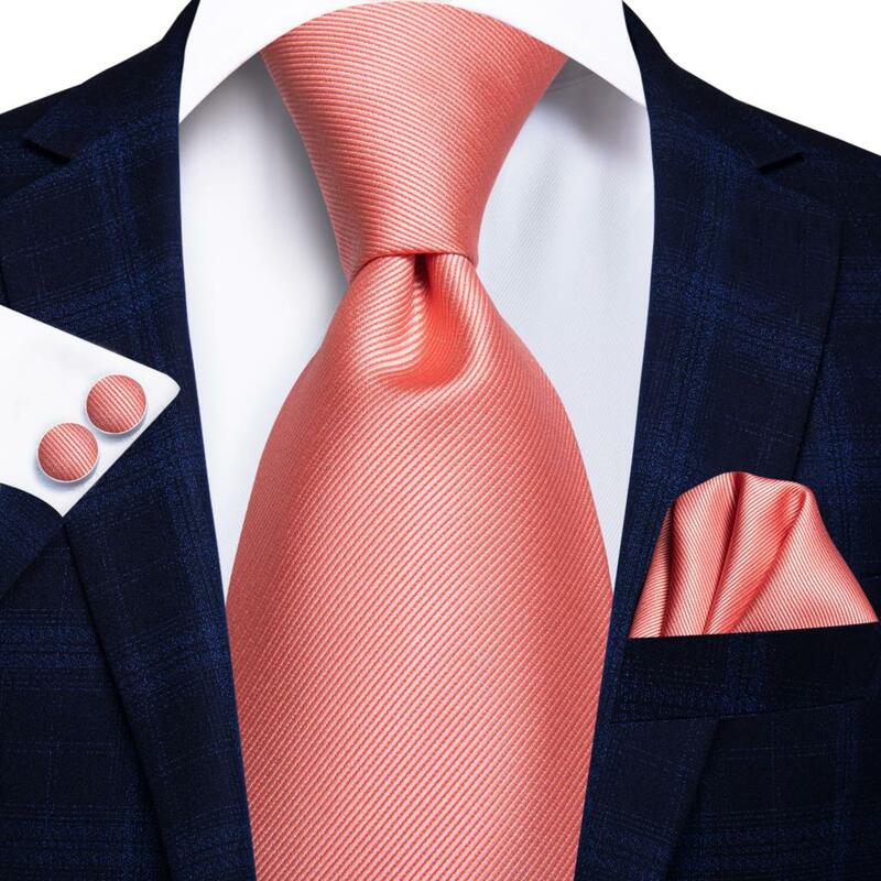 مرحبا التعادل مصمم الحرير ربطة العنق للرجال ، الخوخ الوردي المرجان ، الصلبة الزفاف التعادل ، جودة منديل الكم ، حفلة عمل ، هدية الموضة