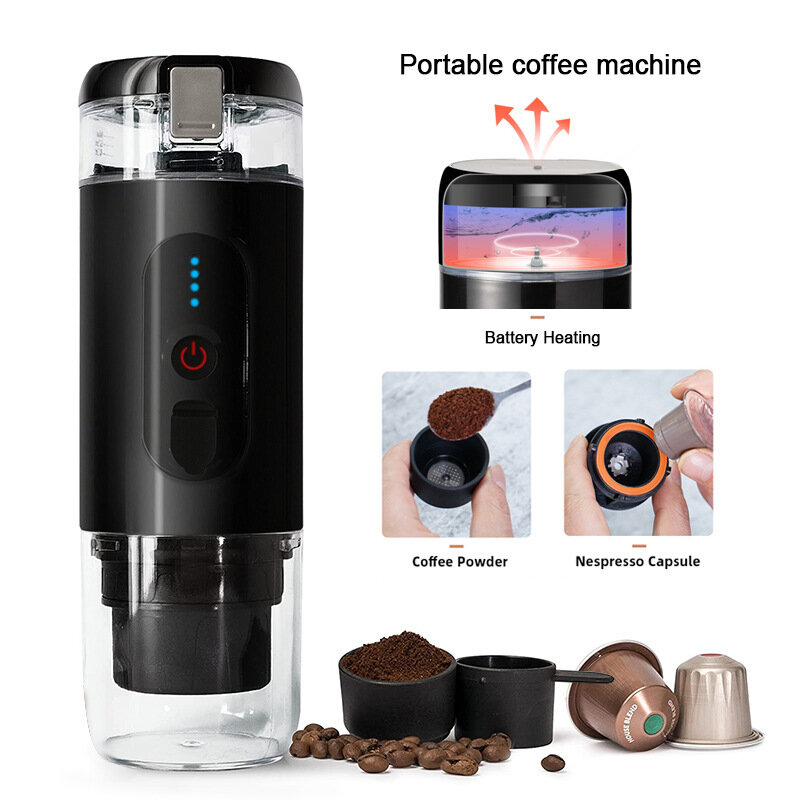 ماكينة صنع القهوة المحمولة 2023 ماكينة صنع القهوة في السيارة والمنزل للاستخدام المزدوج أداة تسخين البطارية ماكينة صنع القهوة اللاسلكية للاستخدام الخارجي