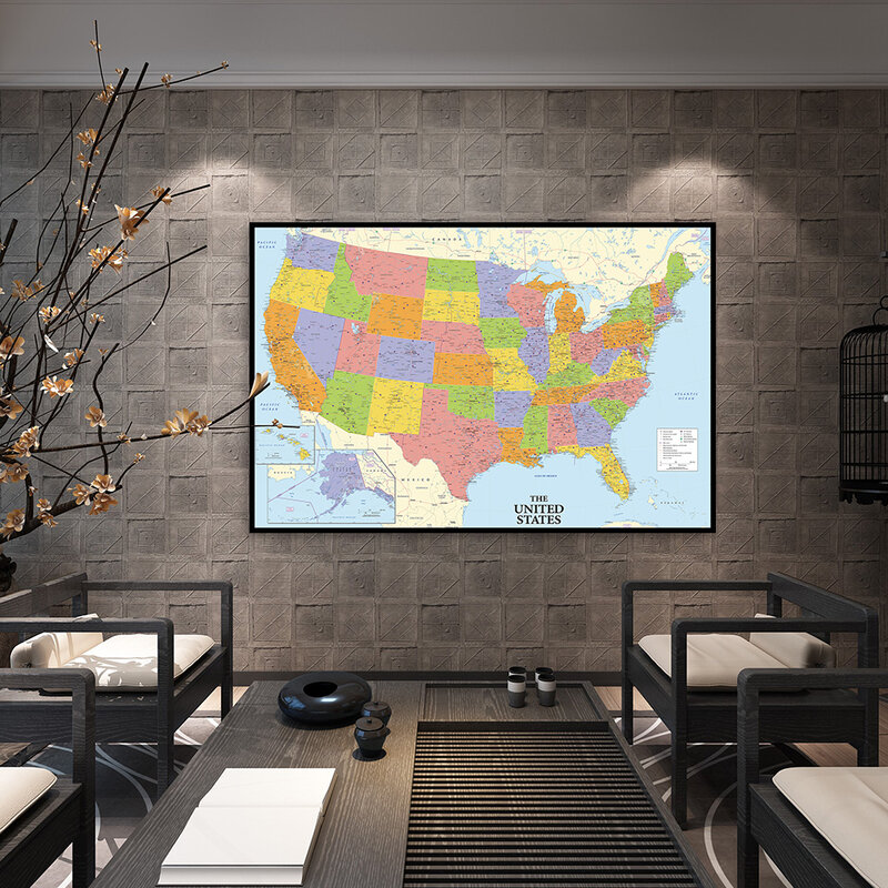 70*50cm The United State Map Wall Art Poster Unframed Print Living Room Bedroom Decoration Office School Teaching Supplies