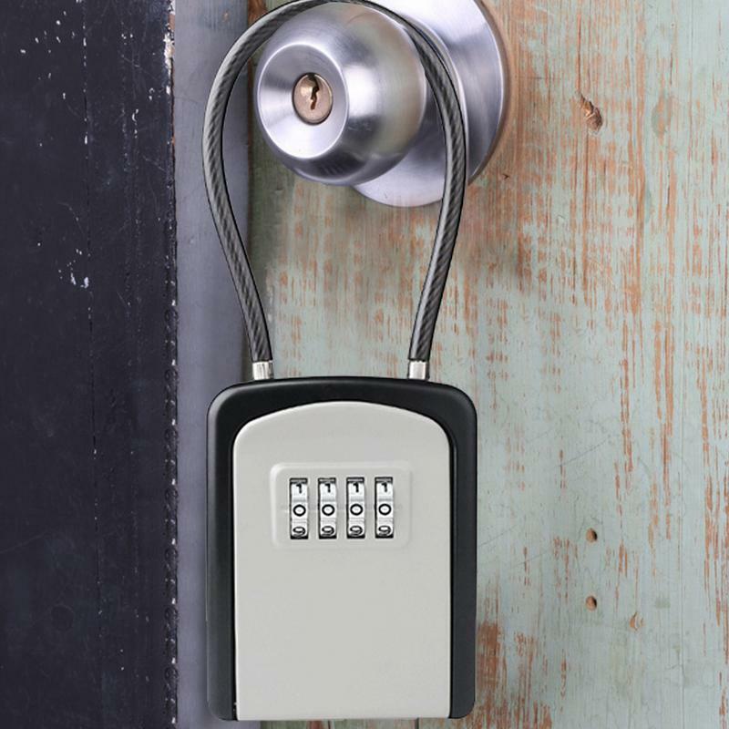 صندوق قفل مفتاح معلق من سبائك الزنك ، تخزين مفاتيح مكون من 4 أرقام ، منظم مفتاح احتياطي ، رمز أمان قابل لإعادة الضبط