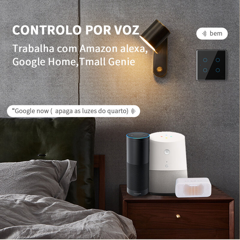 البرازيل 4x4 تويا واي فاي الذكية مفتاح الإضاءة 4/6 عصابة اللمس الجدار 110-240 فولت شاشة لوحة التطبيق محايد سلك العمل مع أليكسا جوجل المنزل